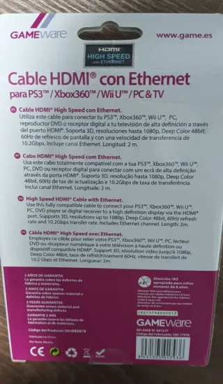 Cable HDMI con Ethernet GAMEware