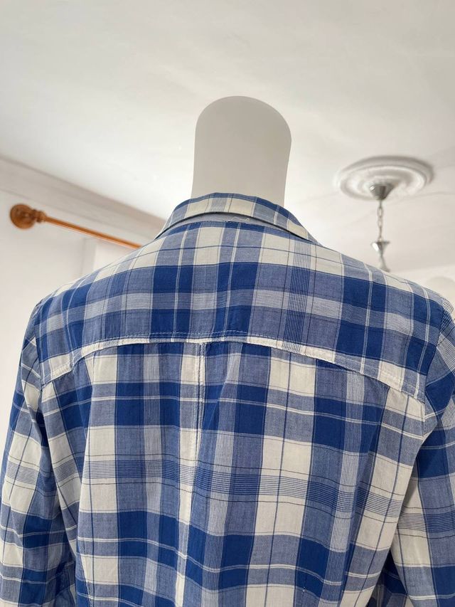 Camisa vintage cuadros azul y blanco Talla XL