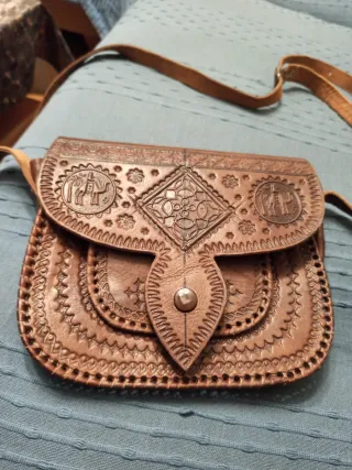 Bolso Marroquí Cuero Marrón