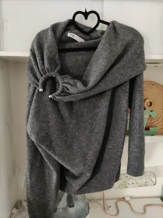 Jersey Zara Hombros Descubiertos Gris Talla M 