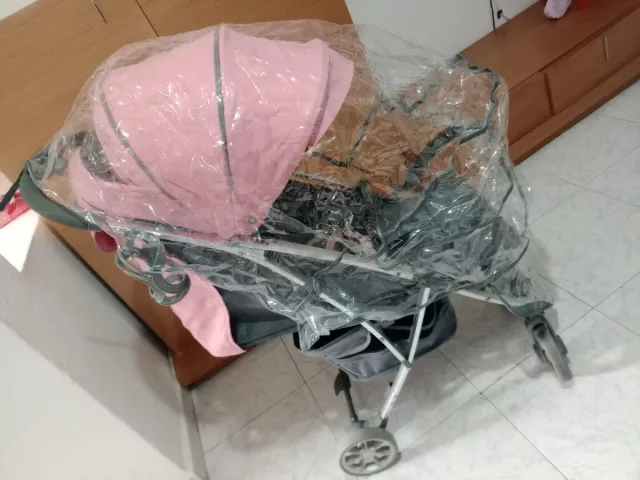 Carro de bebé Boop rosa y gris