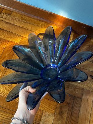 Centrotavola vetro fiore blu