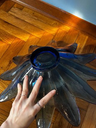 Centrotavola vetro fiore blu