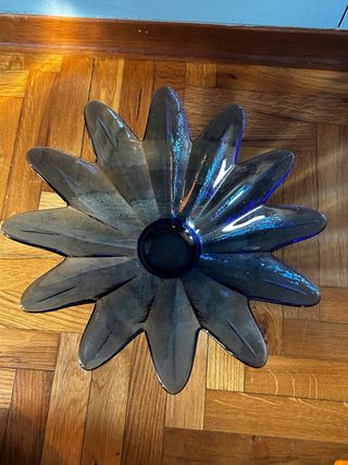 Centrotavola vetro fiore blu