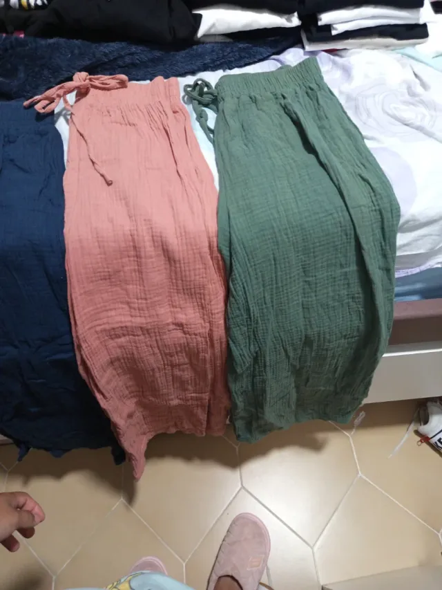 Pack 3 pantalones lino talla única