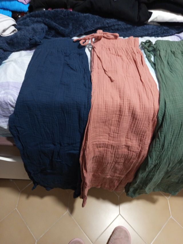 Pack 3 pantalones lino talla única