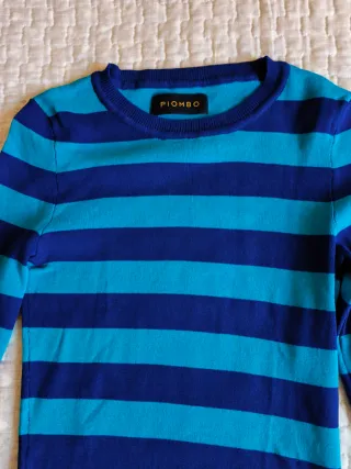 Maglia a righe blu e turchese