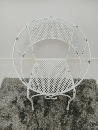 Sedia Westwing vintage in ferro battuto bianco