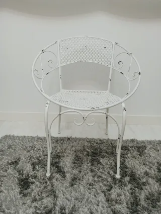 Sedia Westwing vintage in ferro battuto bianco