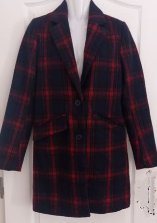Abrigo cuadros lana Bershka Talla XS