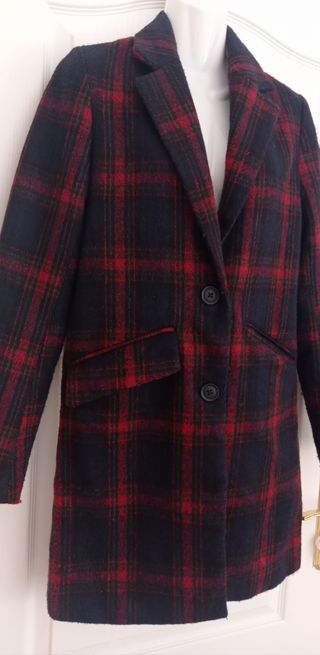 Abrigo cuadros lana Bershka Talla XS