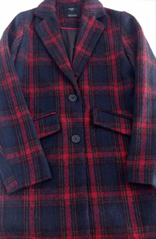 Abrigo cuadros lana Bershka Talla XS