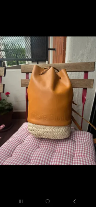 Bolso mochila Craie Studio Piel y Rafia
