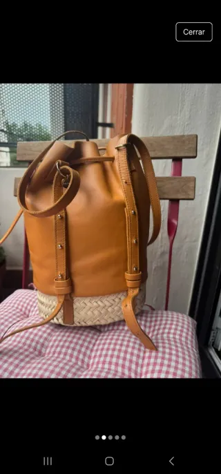 Bolso mochila Craie Studio Piel y Rafia
