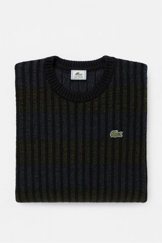 Jersey Lacoste Rayas Negro Verde Oliva