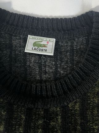 Jersey Lacoste Rayas Negro Verde Oliva