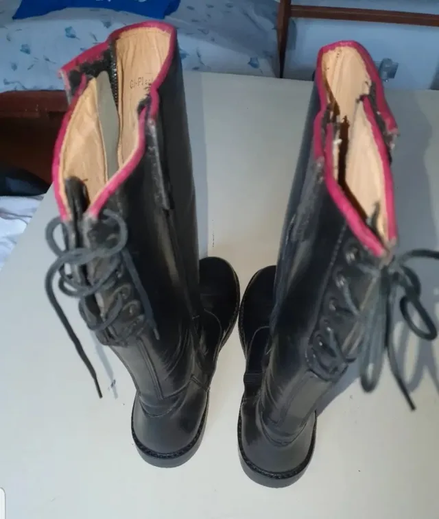 Stivali moto neri con lacci