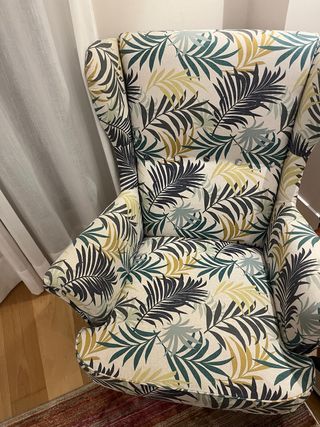 Butaca orejera Ikea tela hojas