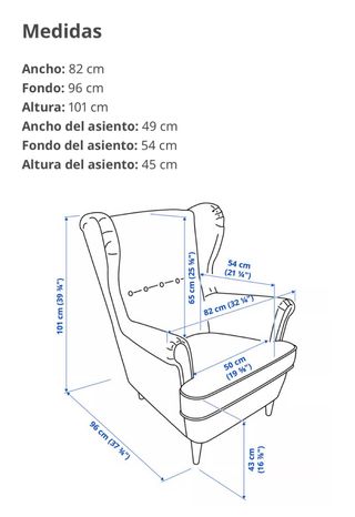 Butaca orejera Ikea tela hojas