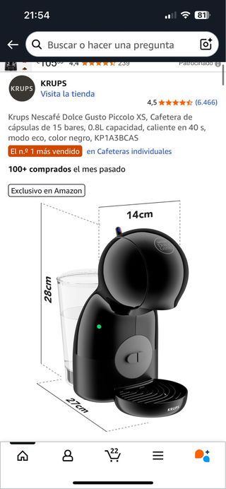 Cafetera Krups Dolce Gusto Piccolo XS