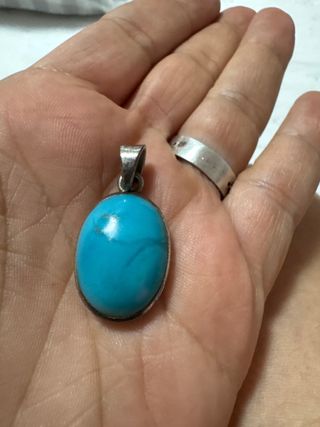 Colgante Plata Ley Turquesa Ovalada