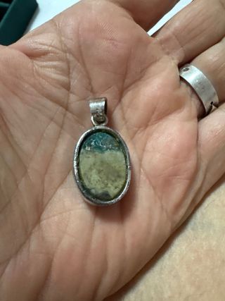 Colgante Plata Ley Turquesa Ovalada