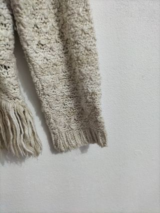 Jersey beige con flecos talla única