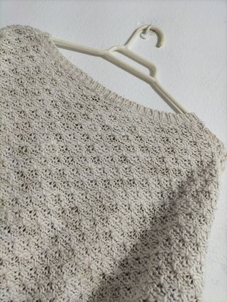 Jersey beige con flecos talla única