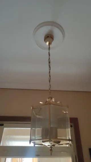 Lámpara farol cristal dorado