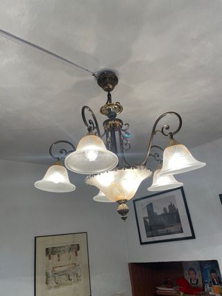 Lámpara de techo metal y cristal