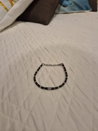 Braccialetto uomo argento e nero