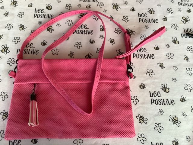 Borsa a tracolla fucsia con nappa