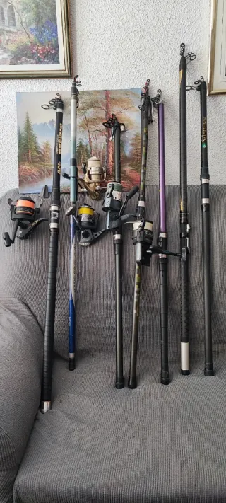 Lote cañas de pesca con carrete