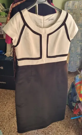 Vestido El Corte Inglés ceremonia blanco y negro