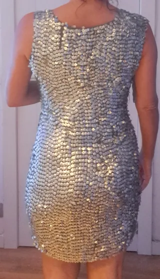 Vestido de fiesta plateado talla M