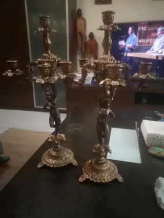 Candelabros Bronce Antiguos Figuras