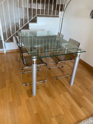 Mesa Comedor Extensible Cristal y Acero