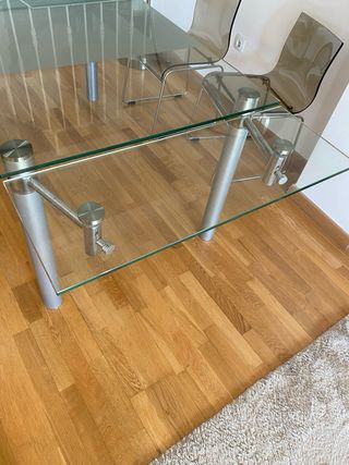 Mesa Comedor Extensible Cristal y Acero