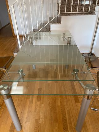 Mesa Comedor Extensible Cristal y Acero