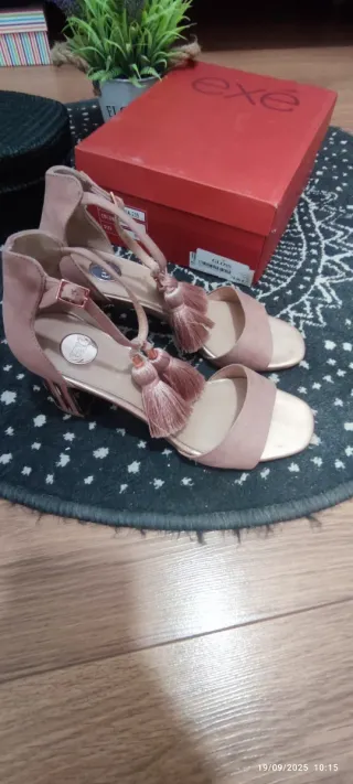 Sandalias Tacon Tassels Rosa Talla  39