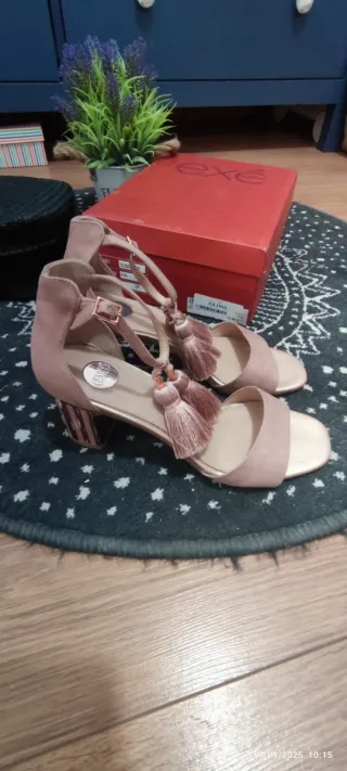 Sandalias Tacon Tassels Rosa Talla  39