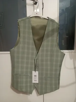 Chaleco cuadros verde talla M-52