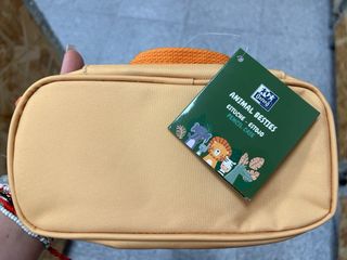 Estuche Oxford Peluche León Naranja Beige