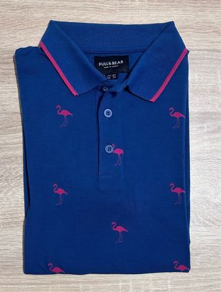 Polo Pull&Bear Flamencos Azul Talla XS