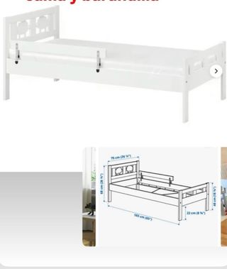 Cama infantil blanca con barrera