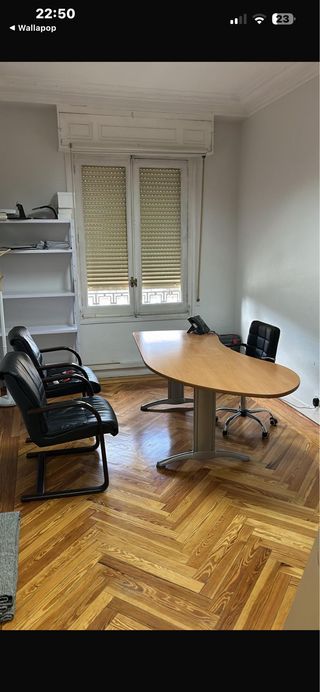 Mesa despacho grande madera y acero