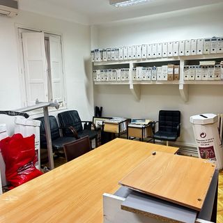 Mesa despacho grande madera y acero