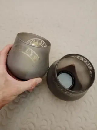 3 portavelas Baileys de vidrio
