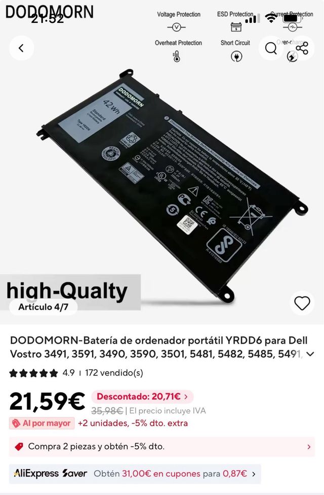 Batería DODOMORN 42 Wh Li-ion WDXOR