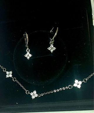 Conjunto Pendientes y Pulsera Trébol Plata